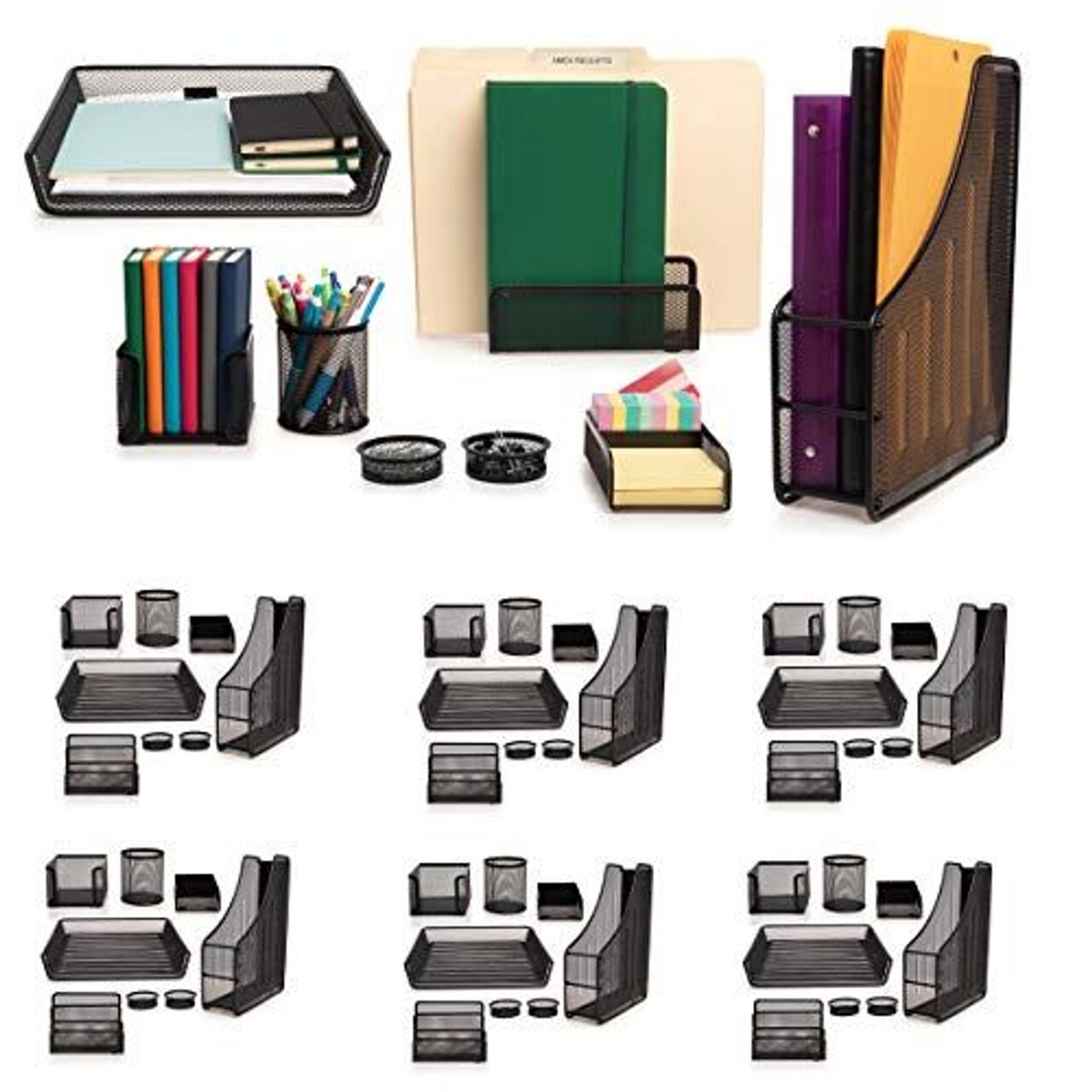 Simply Genius (48 Piece) Mesh Desk Organizer Set with Pencil Holder, File Organizer, Paper Organizer for Office Supplies